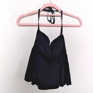 New Look Flowy Black Neutral Halter Style Tankini Top Size 8